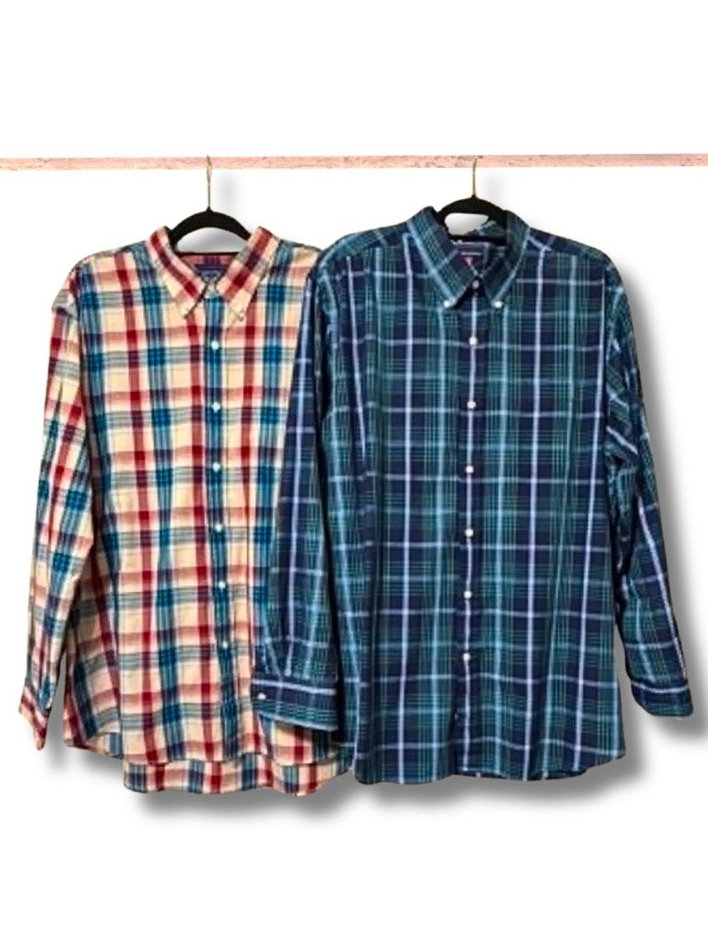 Saddlebred Plaid Button Down 2 Shirt Lot | Men’s XXL | Dadcore Casual Vacation